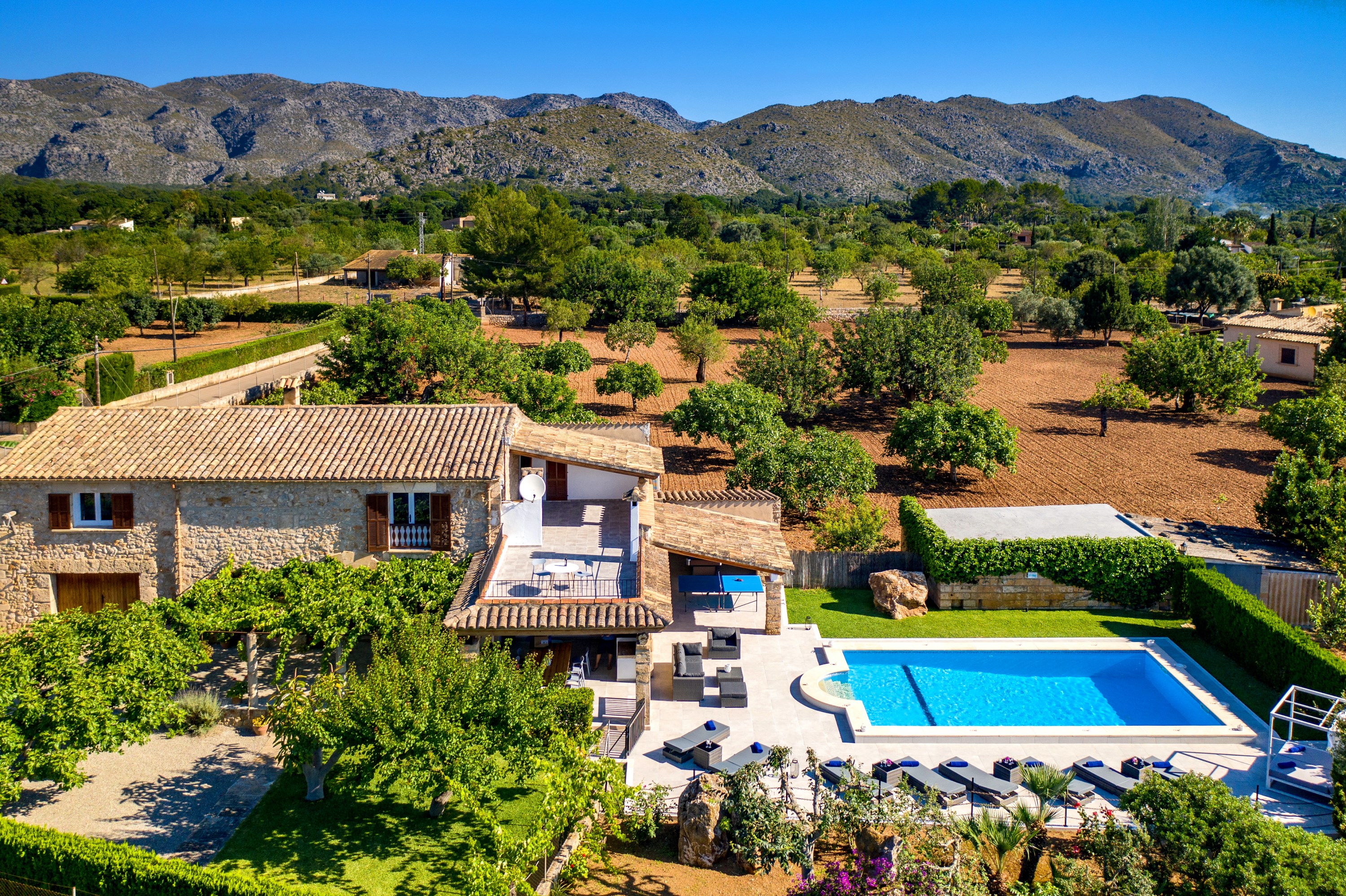 Villa El Crever aerial view, Pollensa Mallorca